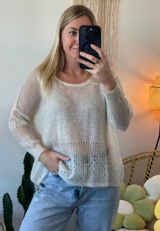 Pull en maille blanc en mohair, T.36