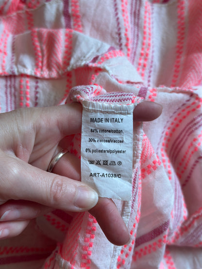 Robe bohème rayée rose fluo coton viscose T.U