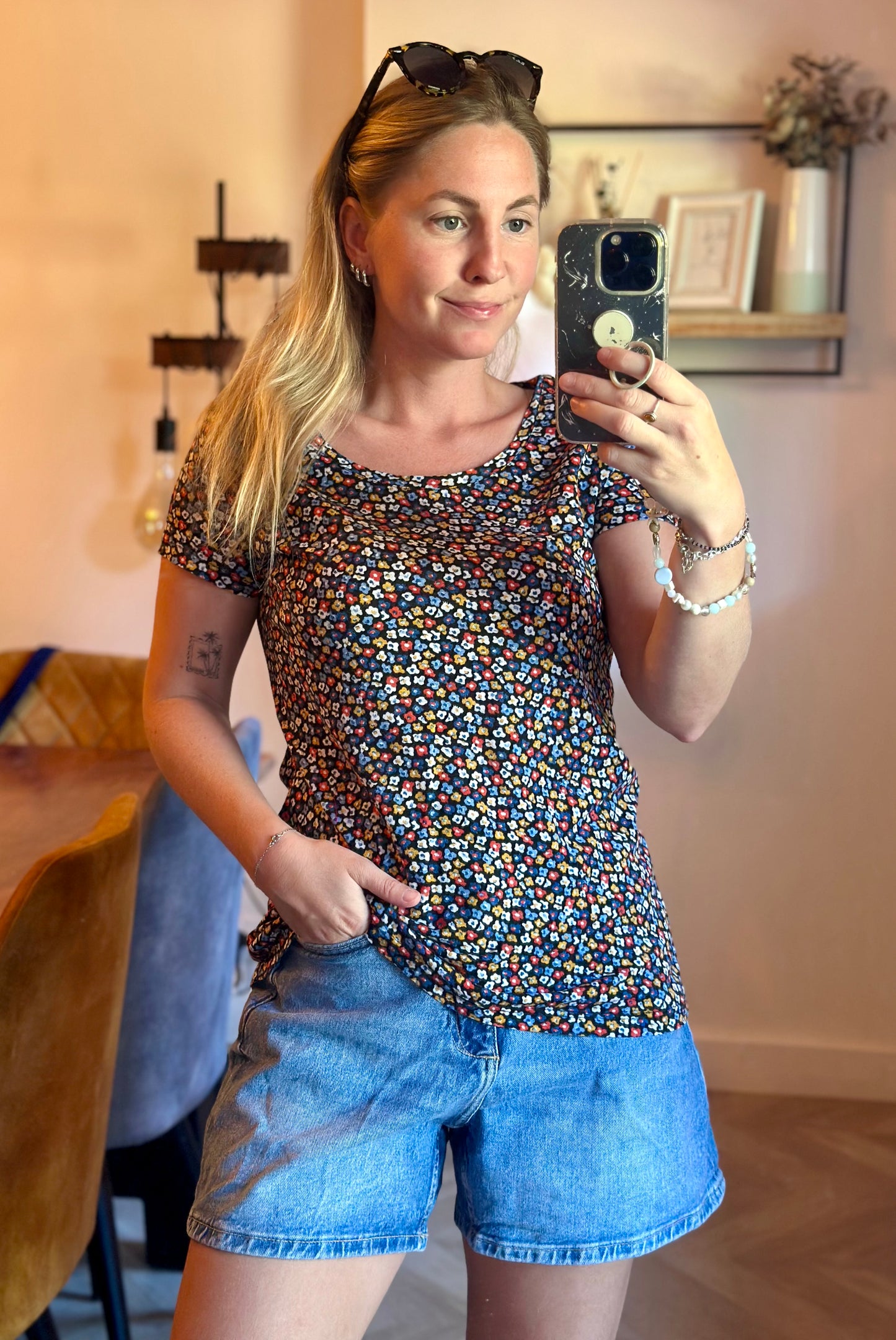 T-shirt fleuri en lin & Tencel T.38