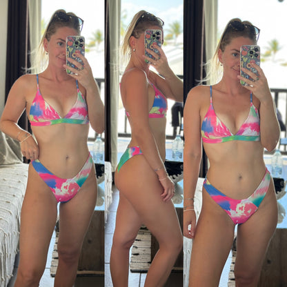 Maillot de bain 2 pièces motif galaxie multicolore T.36