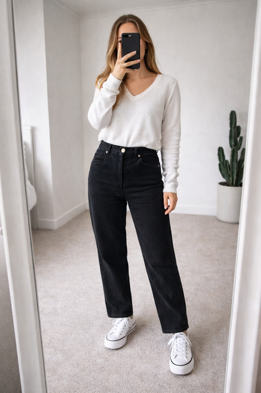 Jean noir jambes larges T.38