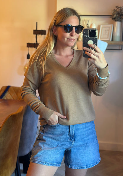 Pull col V Uniqlo 100 % laine mérinos T.38