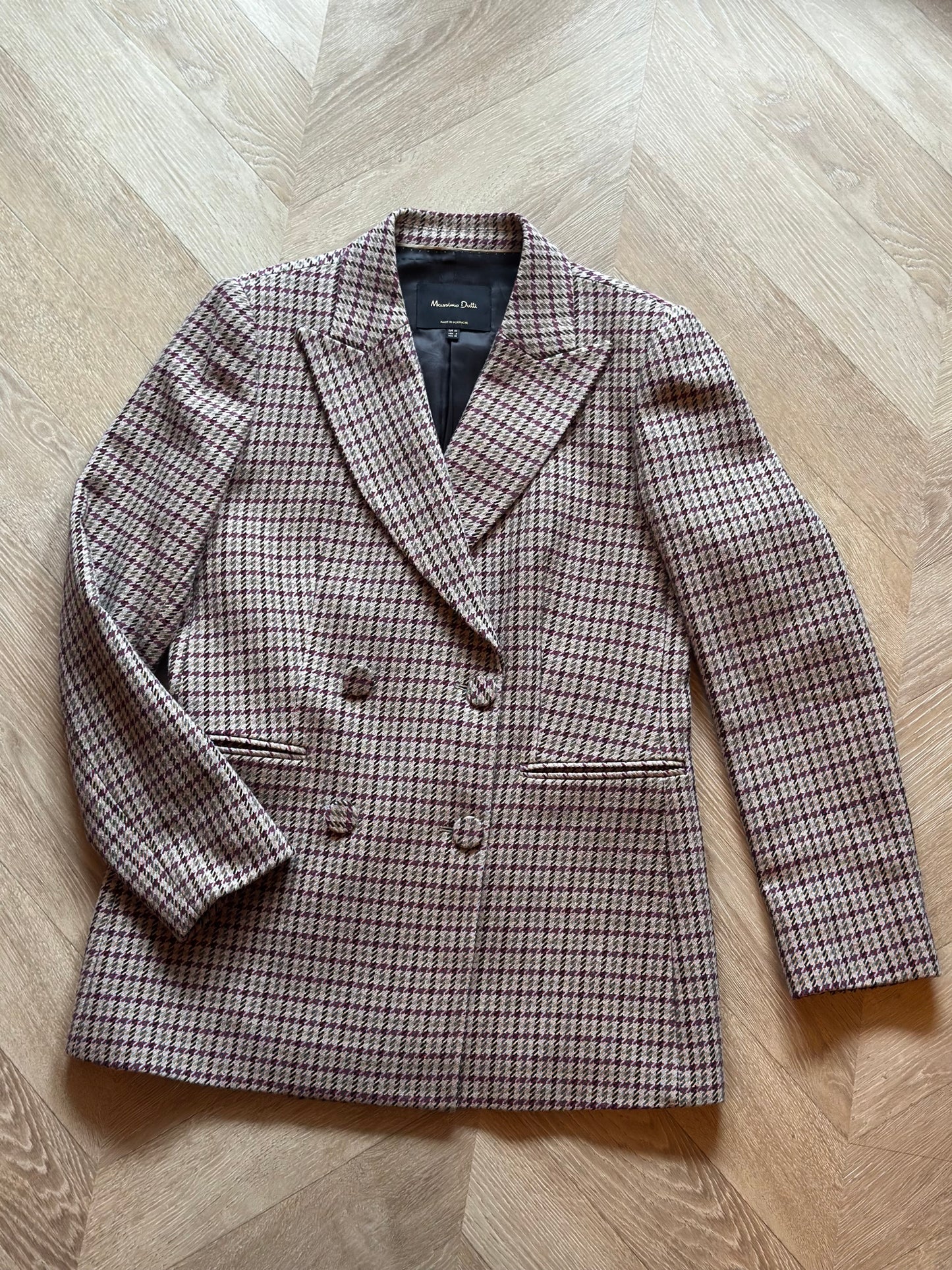 Veste blazer à carreaux pied-de-poule T.38