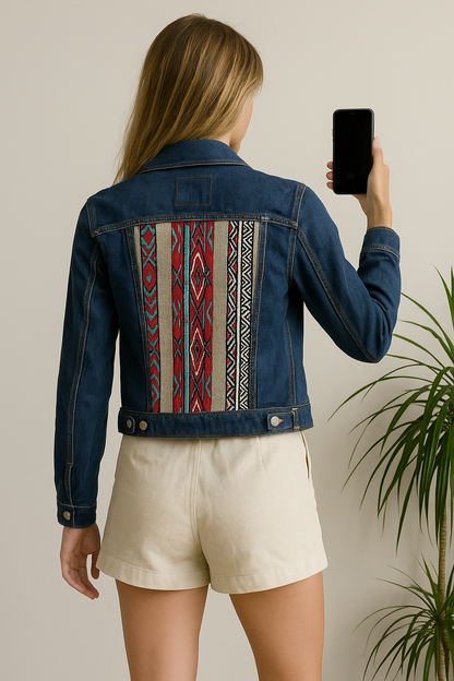 Veste en jean brodée dos et épaule T.36