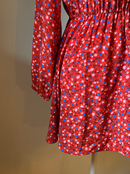 Robe fluide fleurie rouge T.34