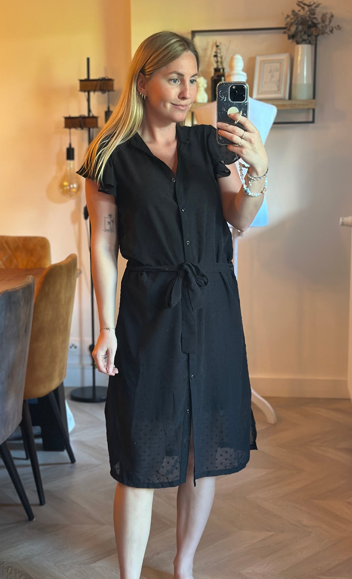 Robe midi noire plumetis T.36
