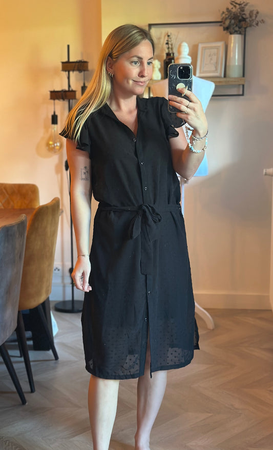 Robe midi noire plumetis T.36