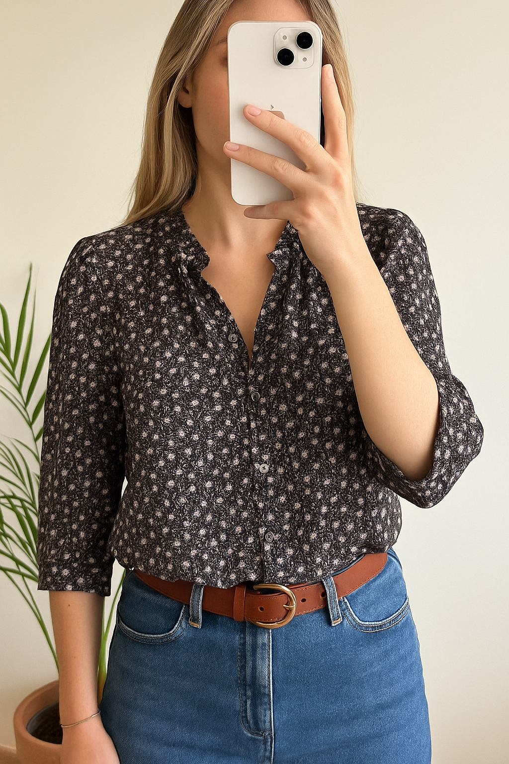 Blouse fluide motifs fleuris lila T.38
