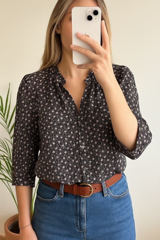 Blouse fluide motifs fleuris lila T.38