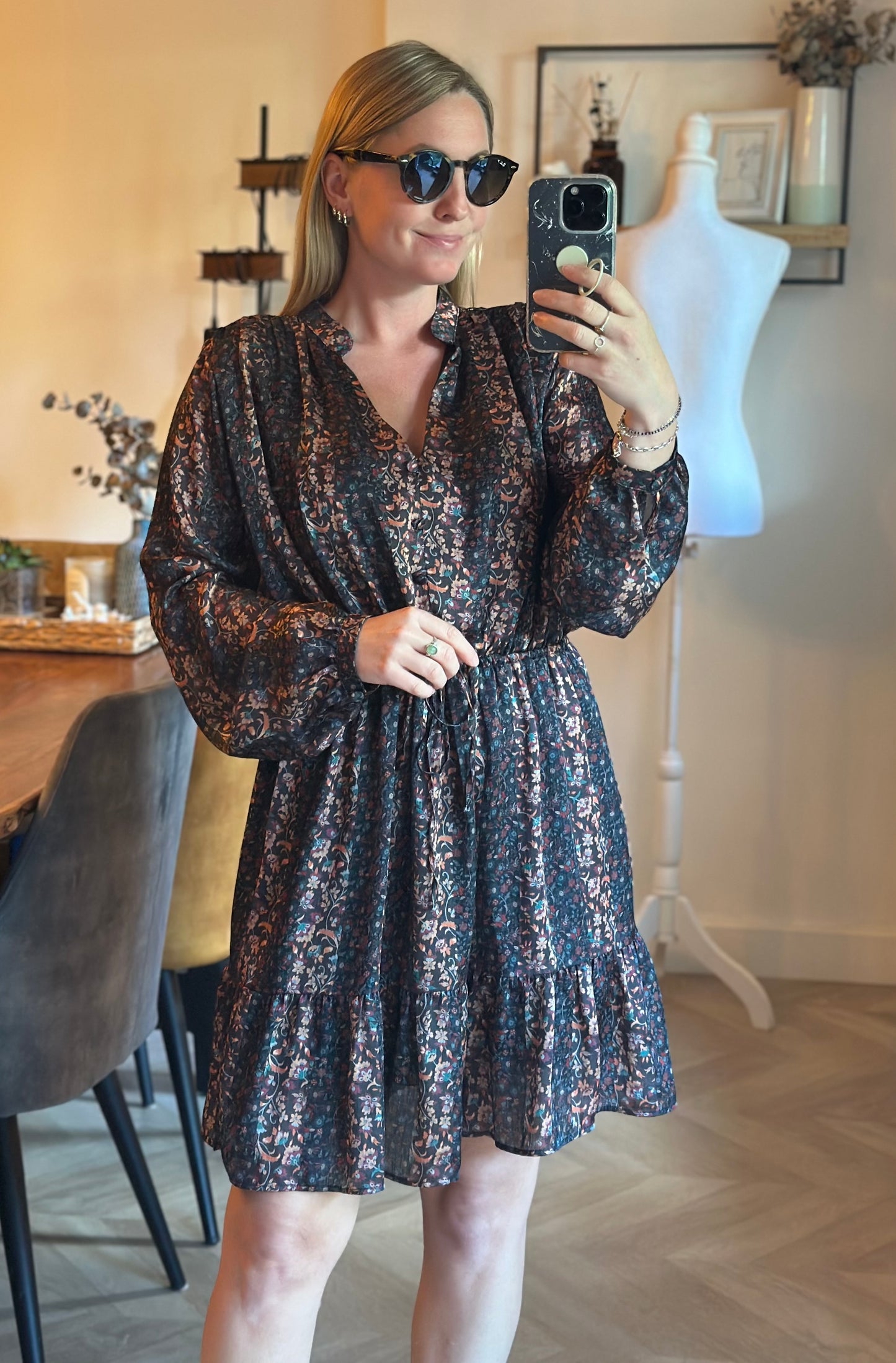 Robe imprimé fleuri noir Promod - taille 38/40