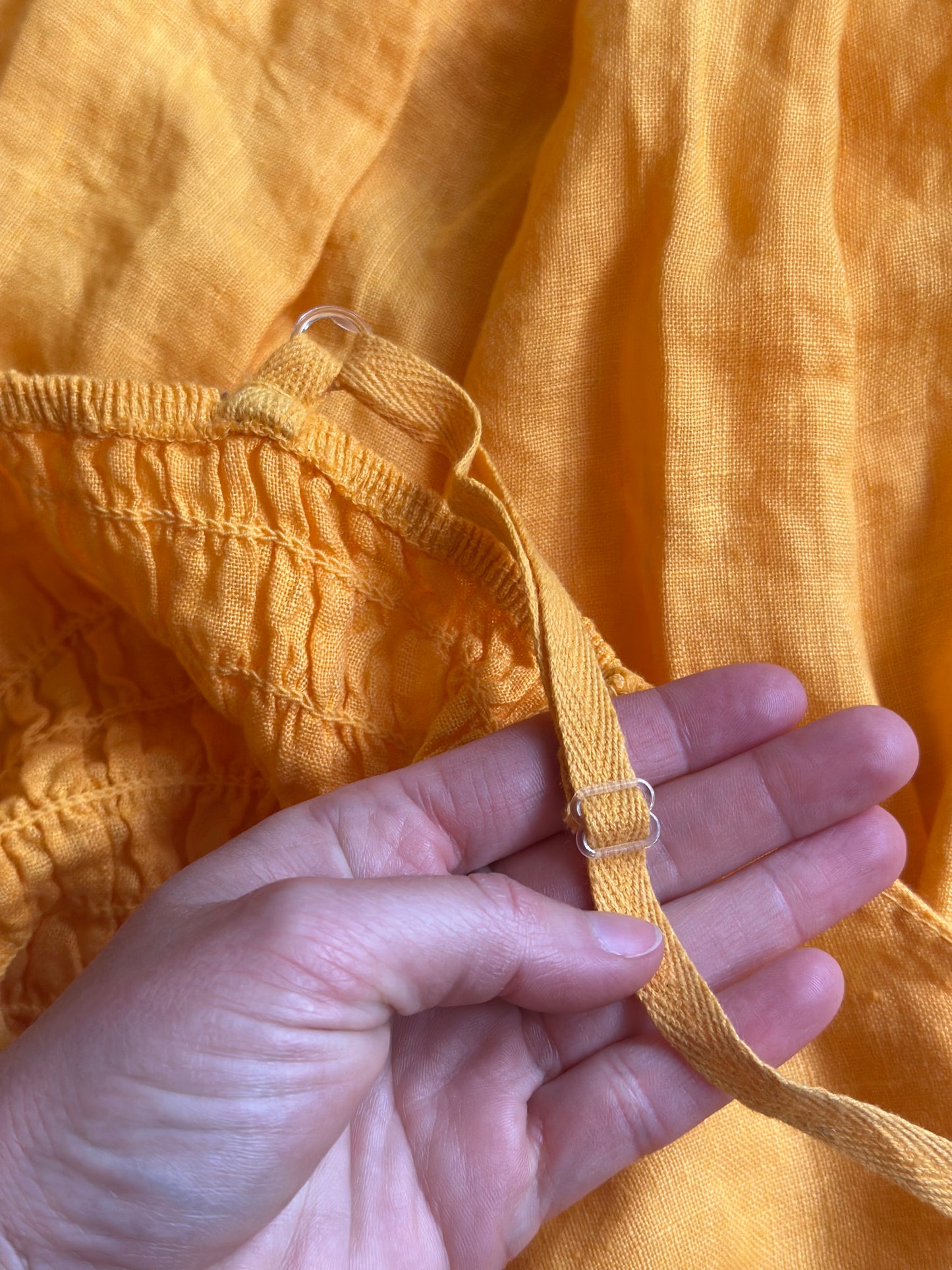 Robe midi jaune en lin boutons – T.38/40