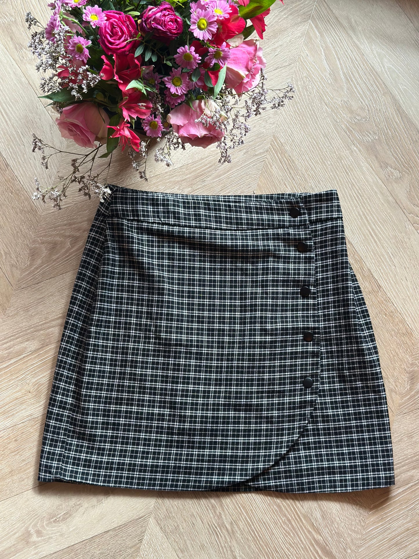 Jupe trapèze carreaux noire & blanche T.36