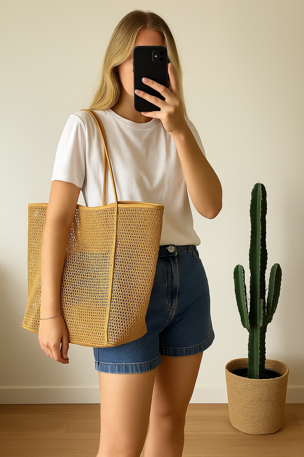 Sac cabas de plage en maille unie neuf