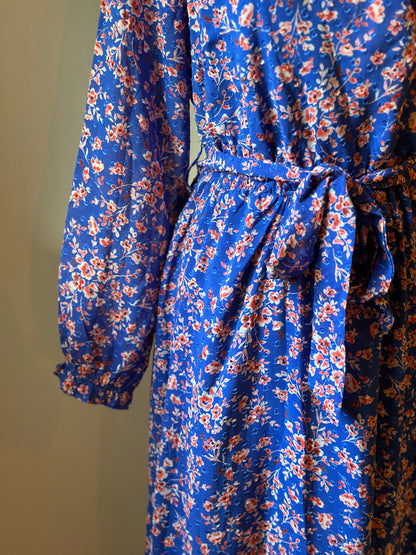 Robe longue fleurie bleu rose T.36/38
