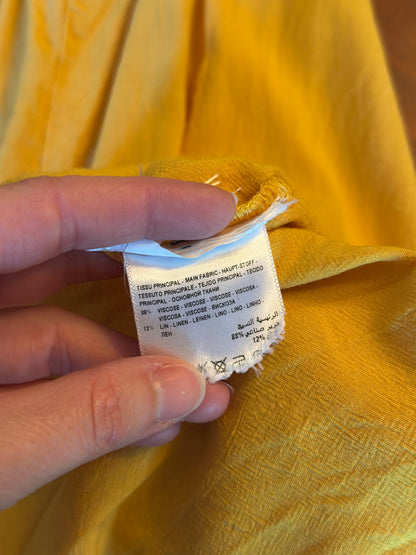 Blouse jaune moutarde T38 en viscose et lin