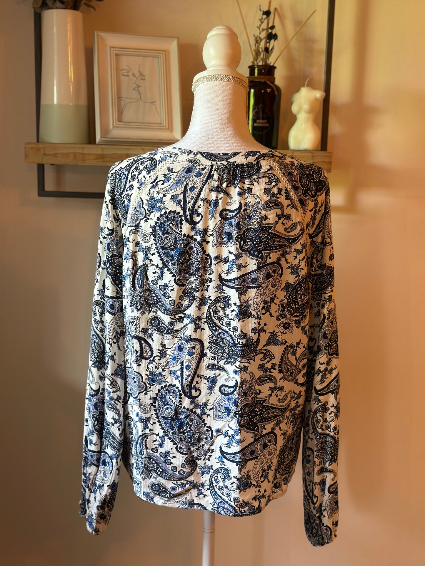 Blouse imprimé cachemire bleu viscose T.40