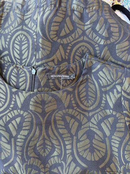 Blouse manches courtes verte à motifs T.36