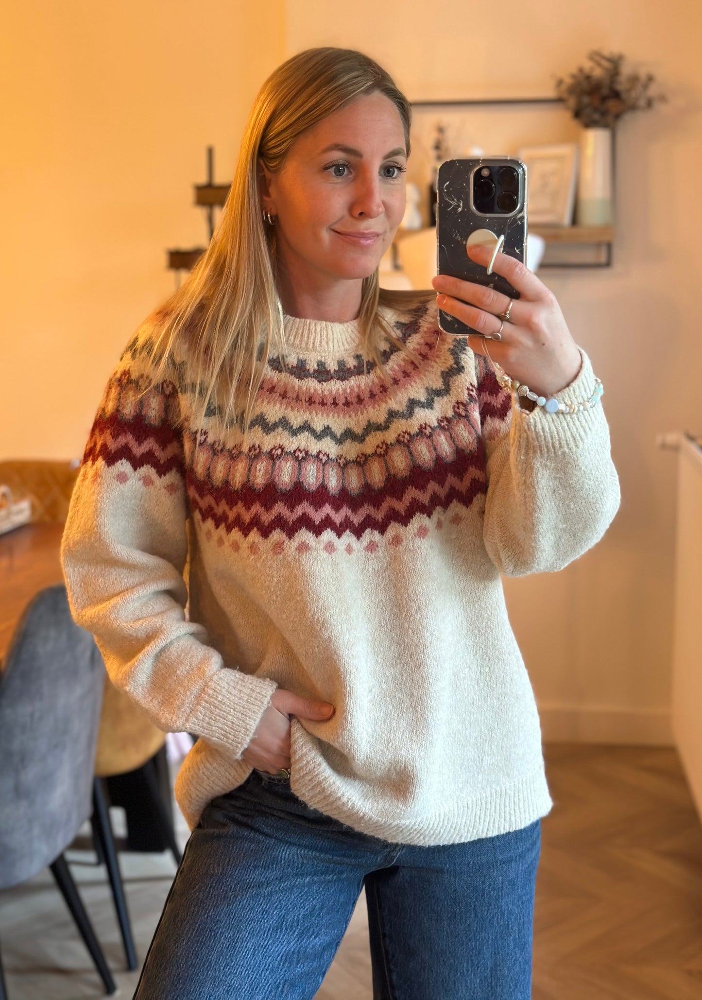 Pull motif jacquard laine Hami T.40