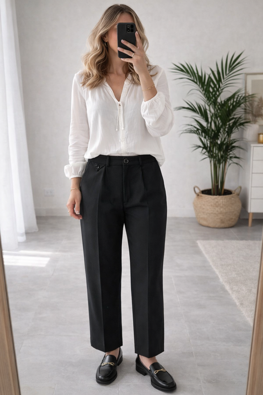 Pantalon noir droit taille haute T.36