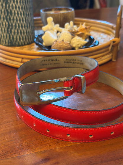 Ceinture en cuir rouge vernie – Made in France modèle vintage