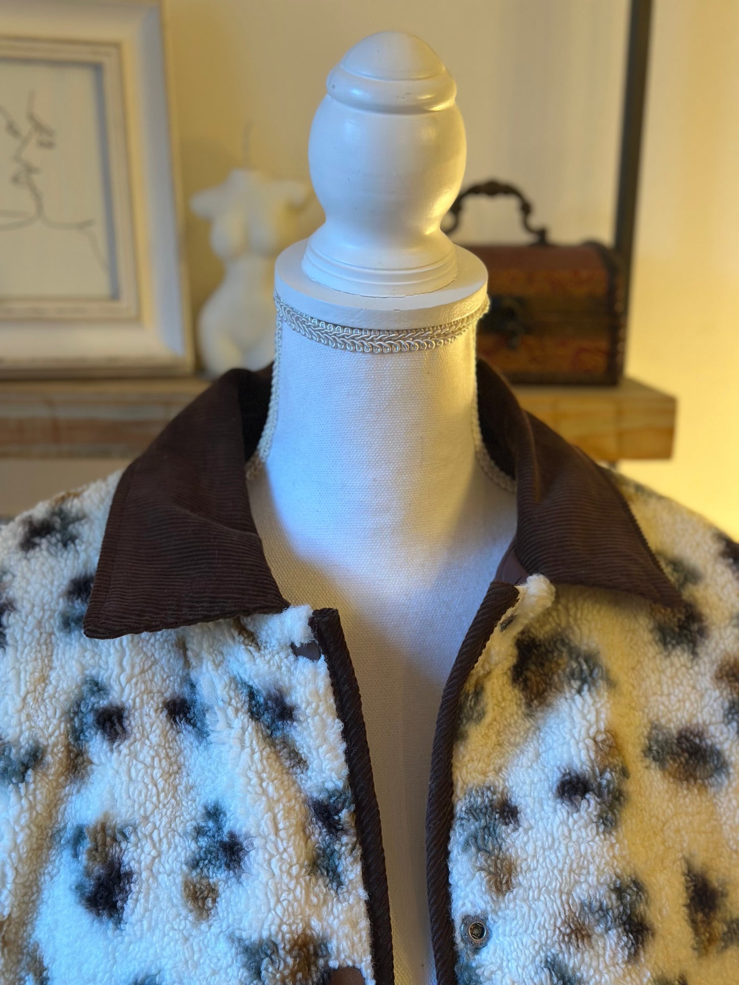 Veste chaude réversible effet moutonné imprimé – modèle réversible T.36