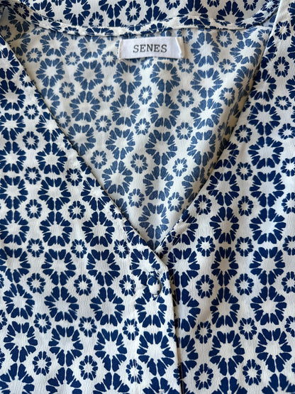 Top d’été blanc avec motifs bleus, T.38