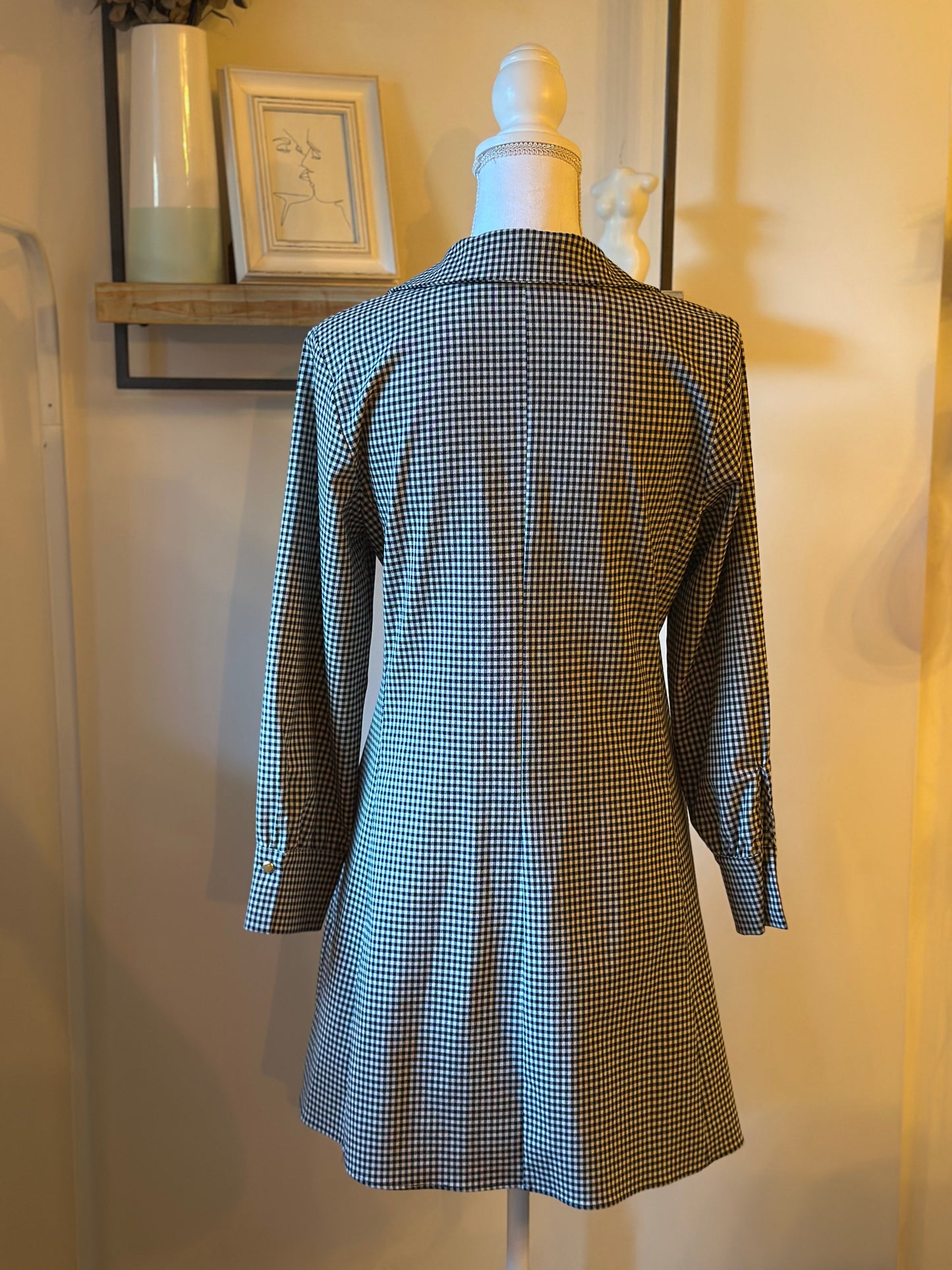 Robe mini à carreaux vichy noir et blanc T.36