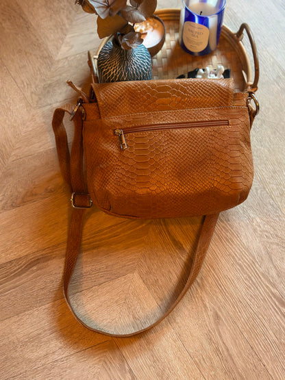 Sac en cuir effet python camel – modèle Elena