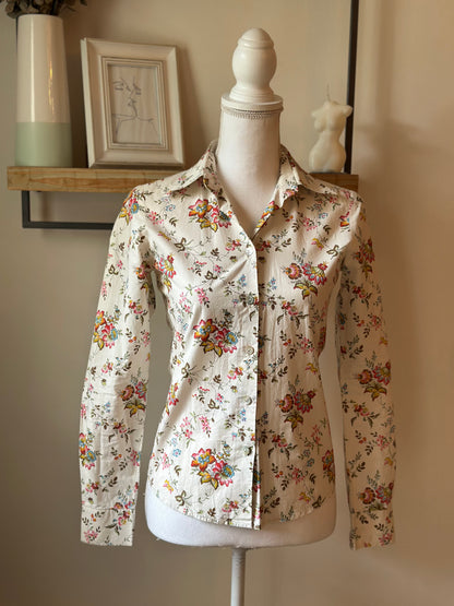 Chemise imprimé fleuri en coton T.34