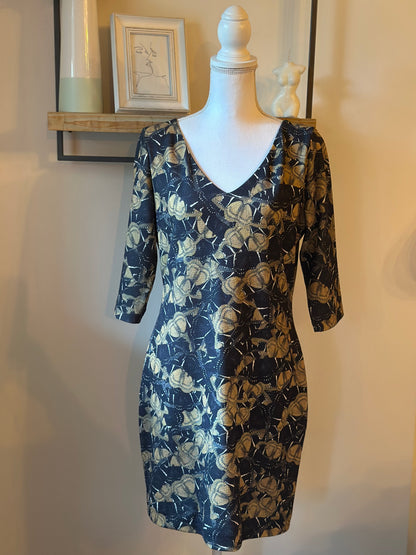 Robe imprimé insectes noir doré T.38