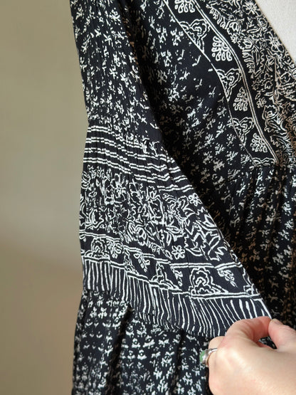 Robe cache-cœur imprimé noir et blanc T.34