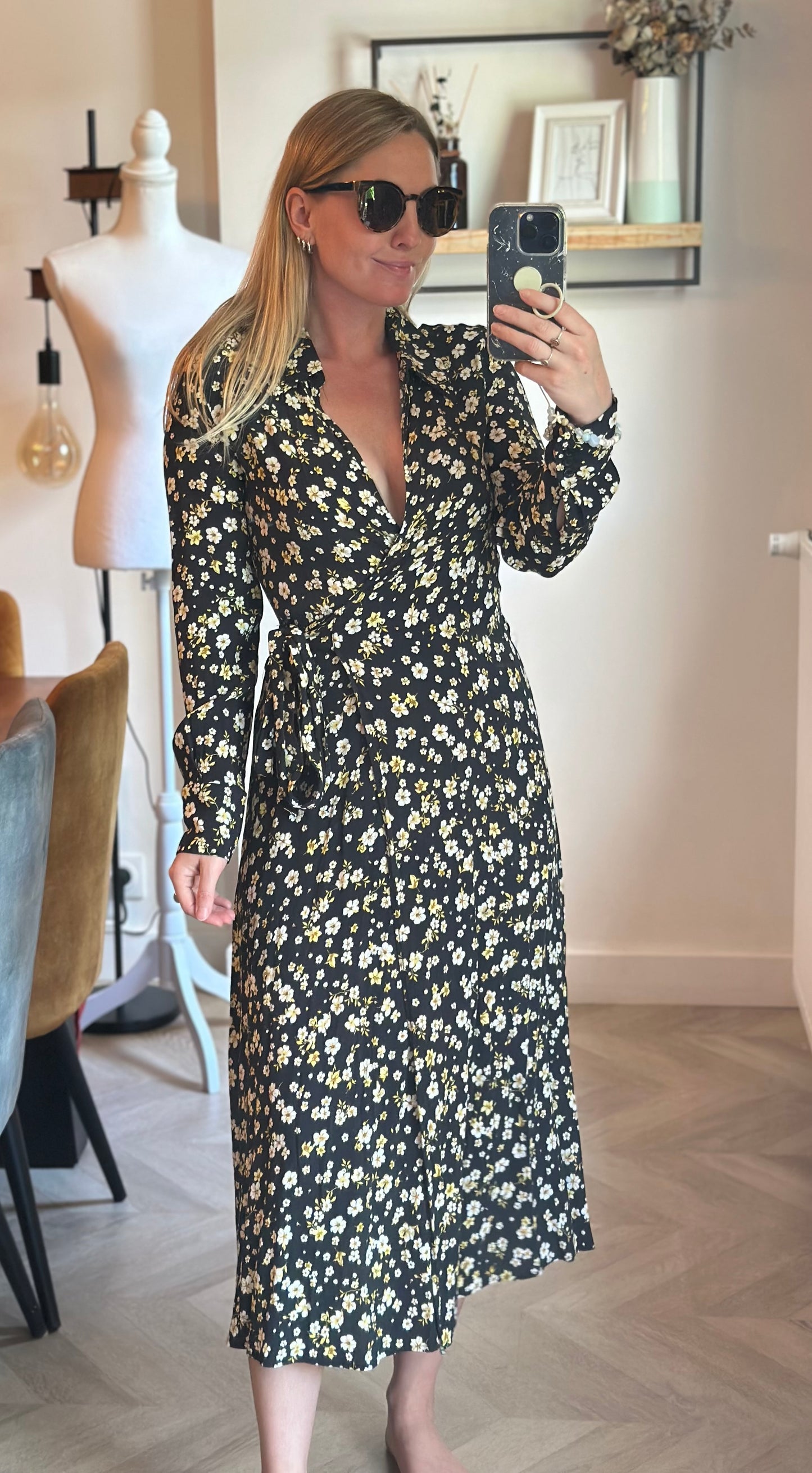 Robe longue portefeuille fleurie T.34