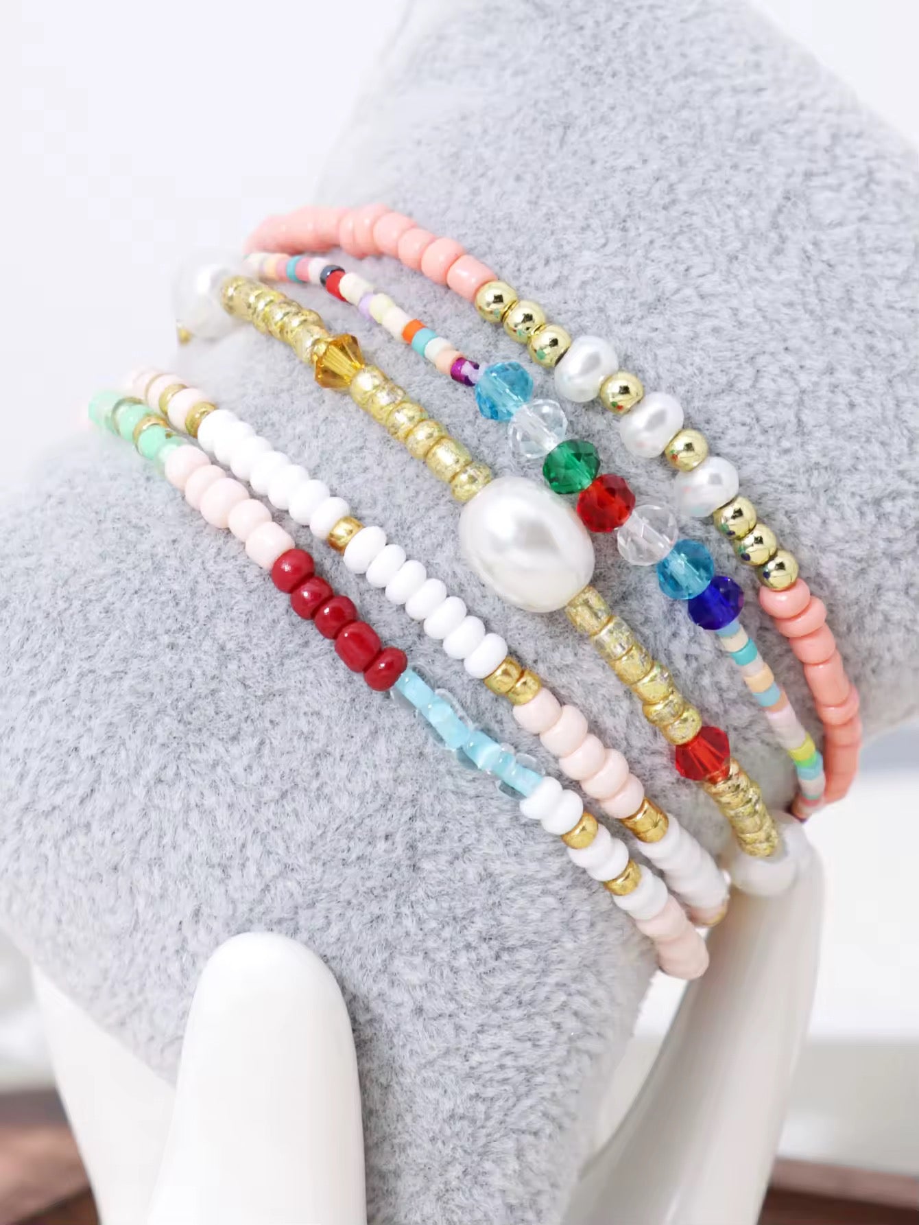 Lot de 6 bracelets perles – avec perles d’eau douce naturelles – Neufs