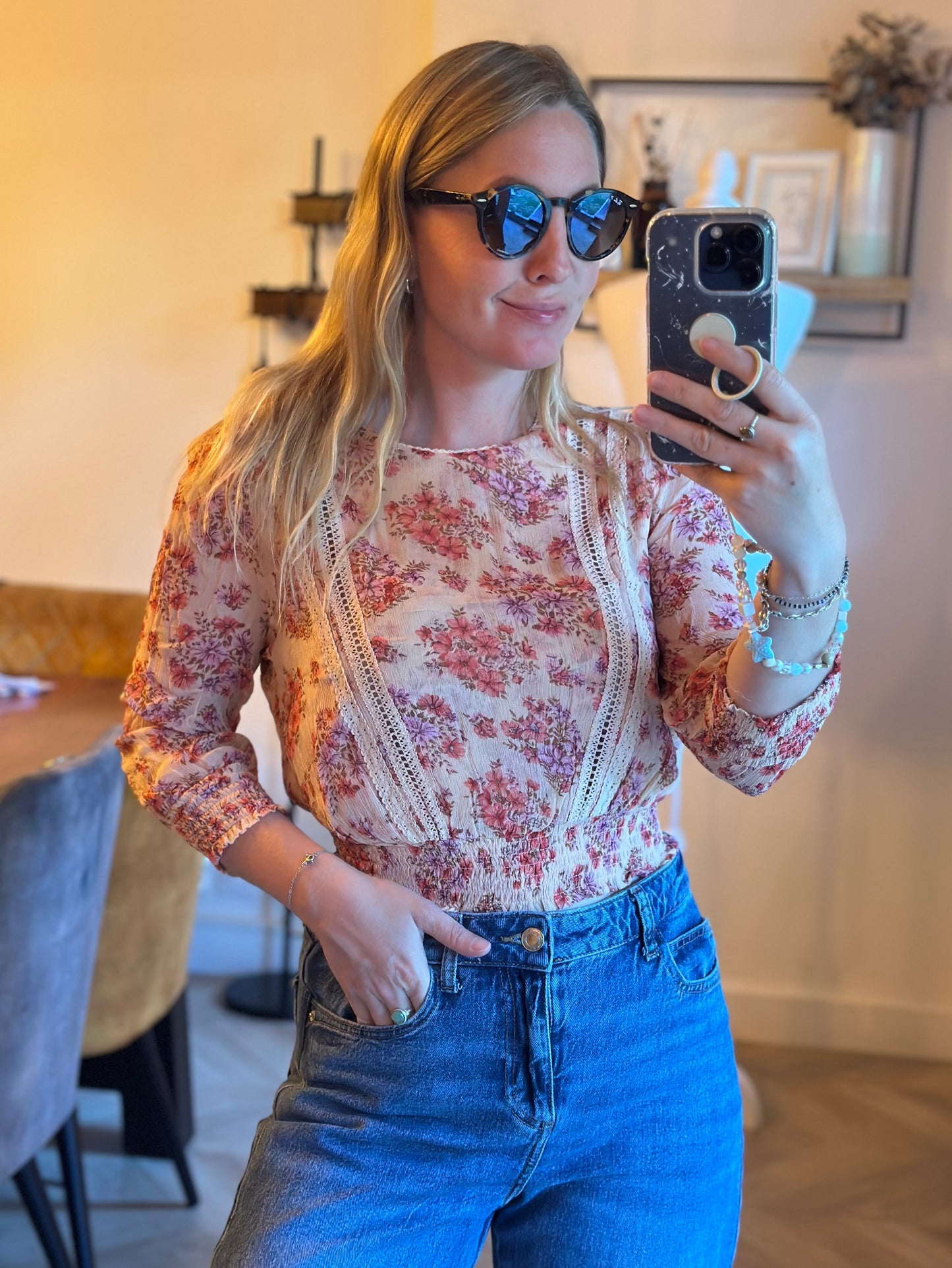 Blouse fleurie en viscose T.34/36