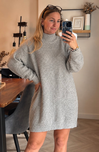 Robe pull maille grise en laine T.36
