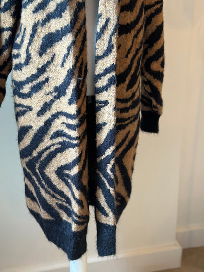 Gilet long imprimé zèbre laine T.34 oversize