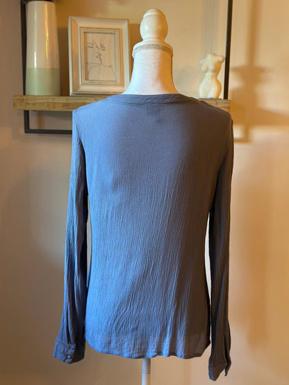 Blouse fluide bleue texturée T.36