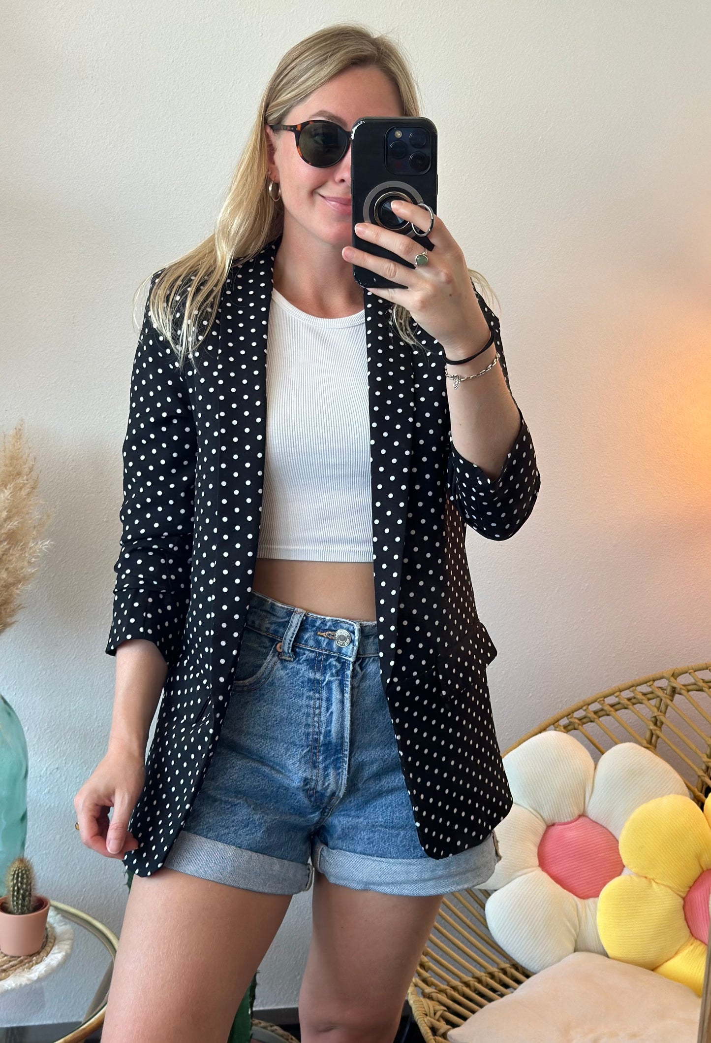 Blazer noir à pois blancs, T.34