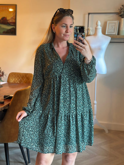 Robe fluide imprimé léopard vert T.36