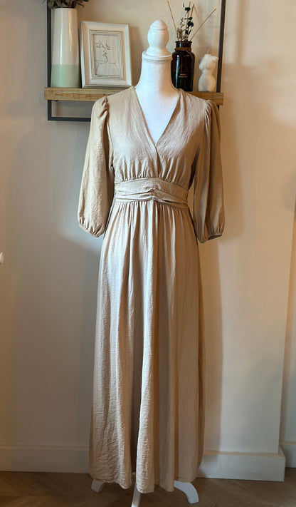 Robe longue beige effet lin Made in Italy T.36/38