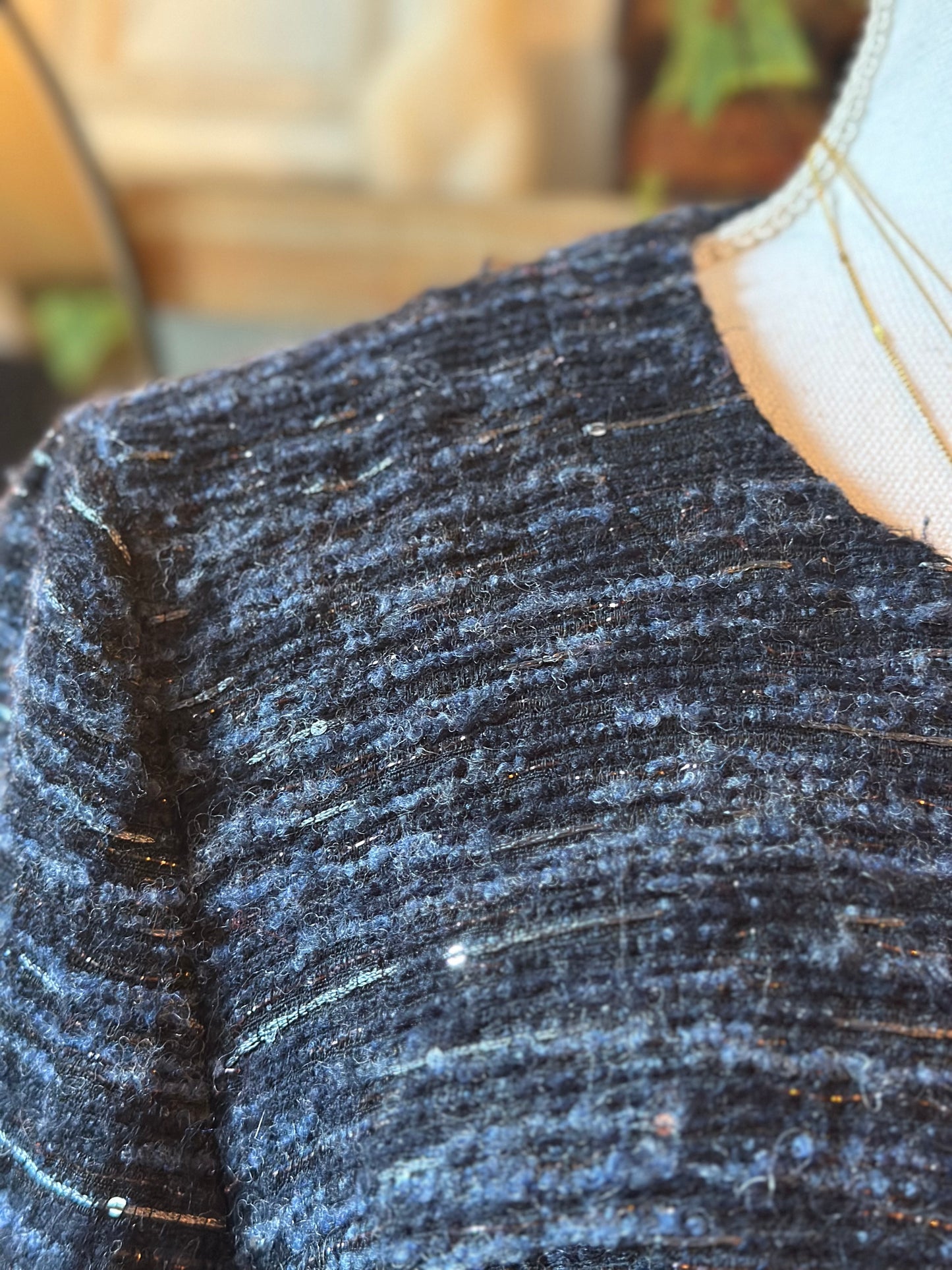 Veste zippée noire à sequins discrets T.40