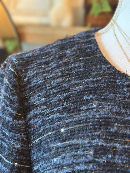 Veste zippée noire à sequins discrets T.40
