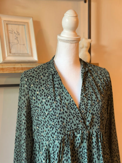 Robe fluide imprimé léopard vert T.36