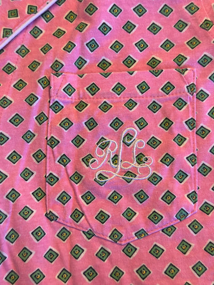 Chemise imprimé façon pyjama rose T.34