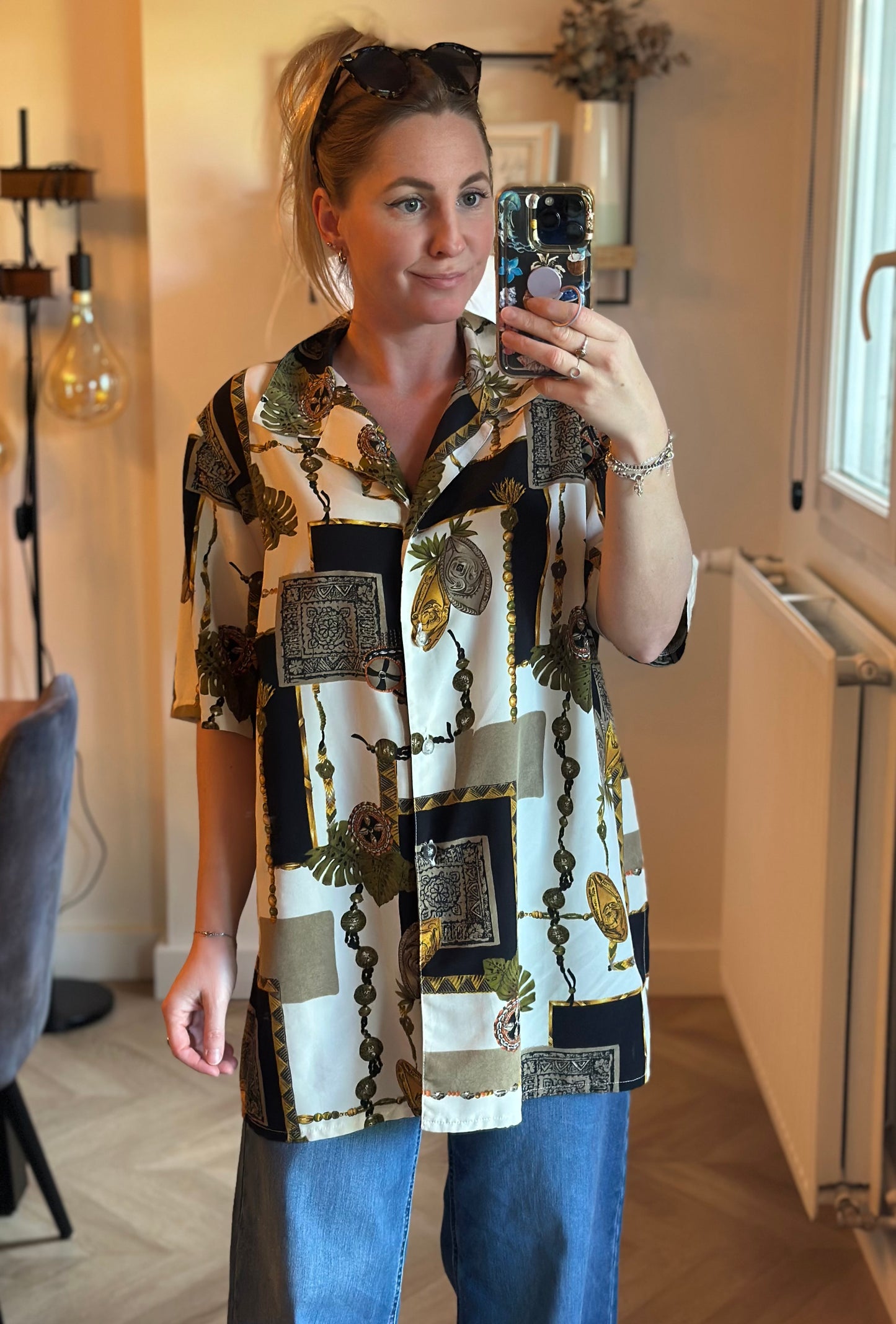 Chemise vintage imprimé baroque T.40