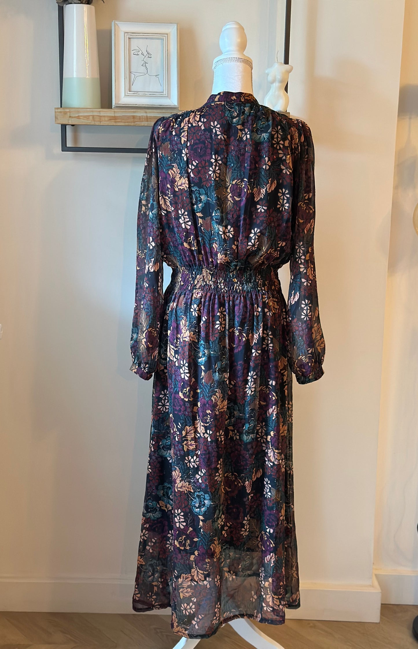 Robe longue fluide imprimé fleurs T.40