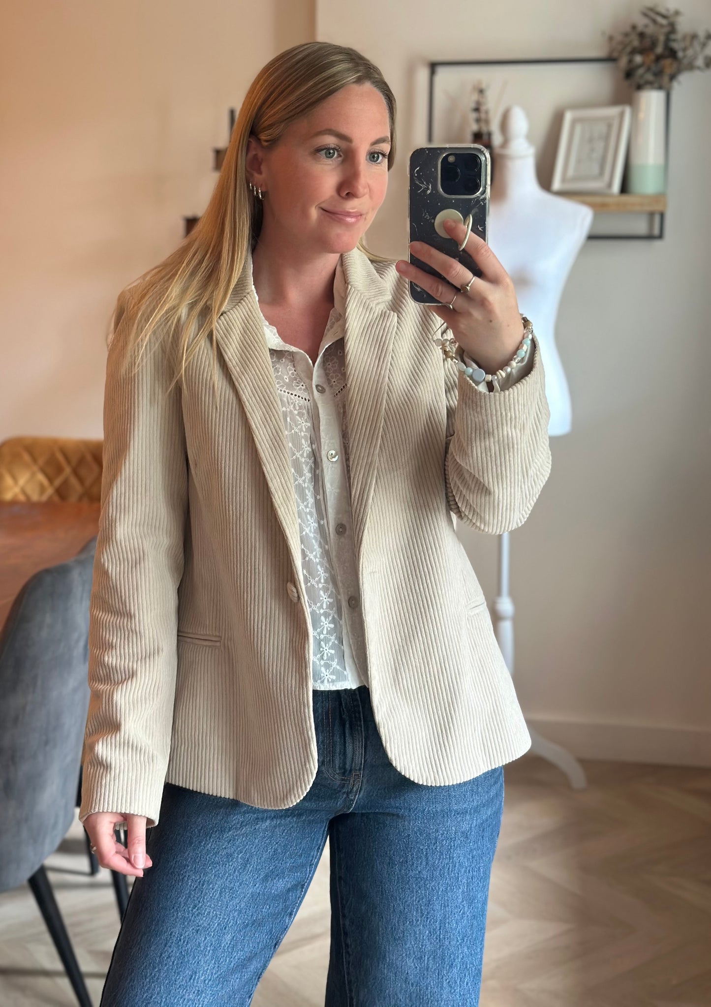 Blazer velours côtelé beige T.38