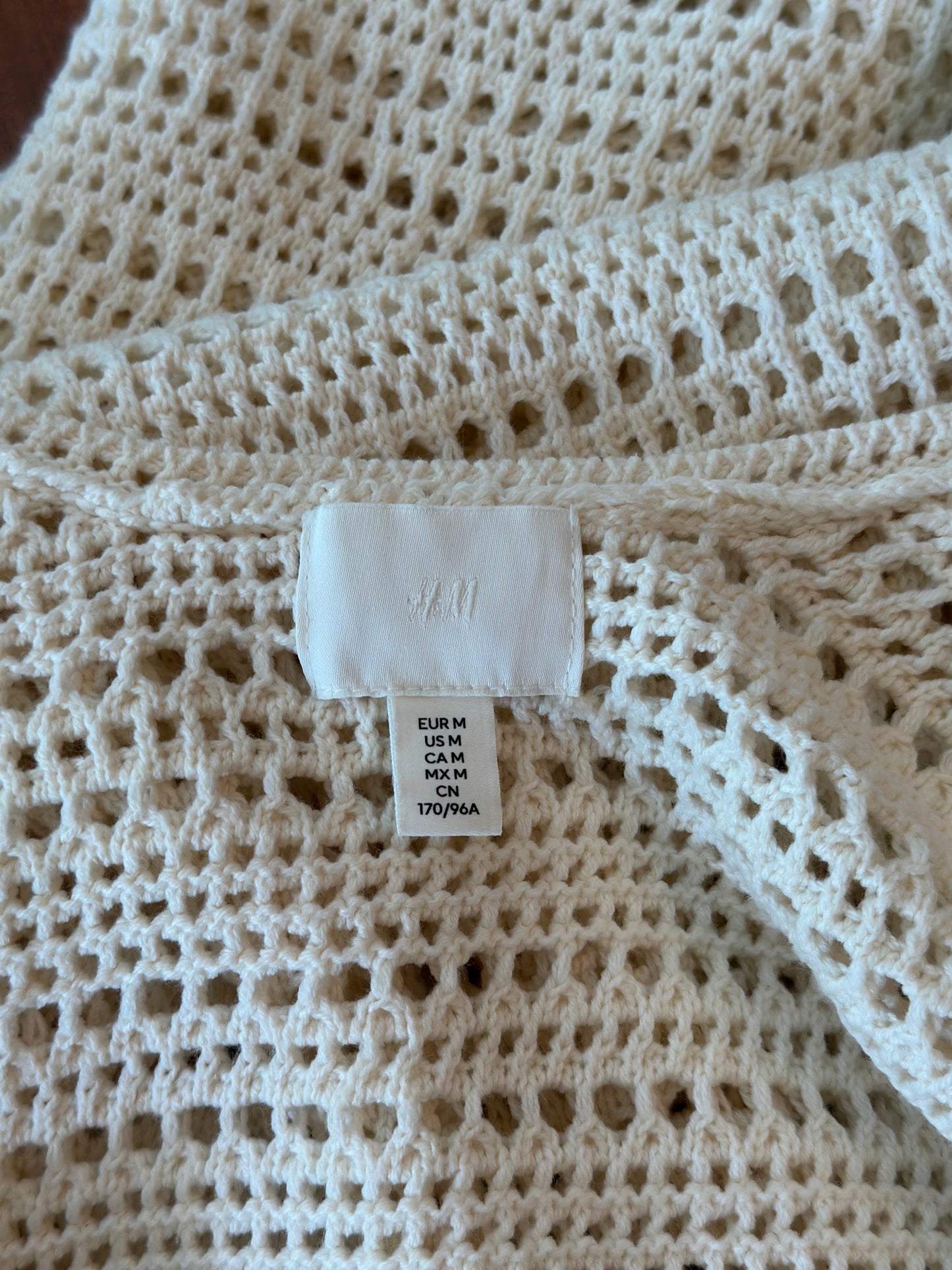 Robe longue au crochet crème neuve T.38