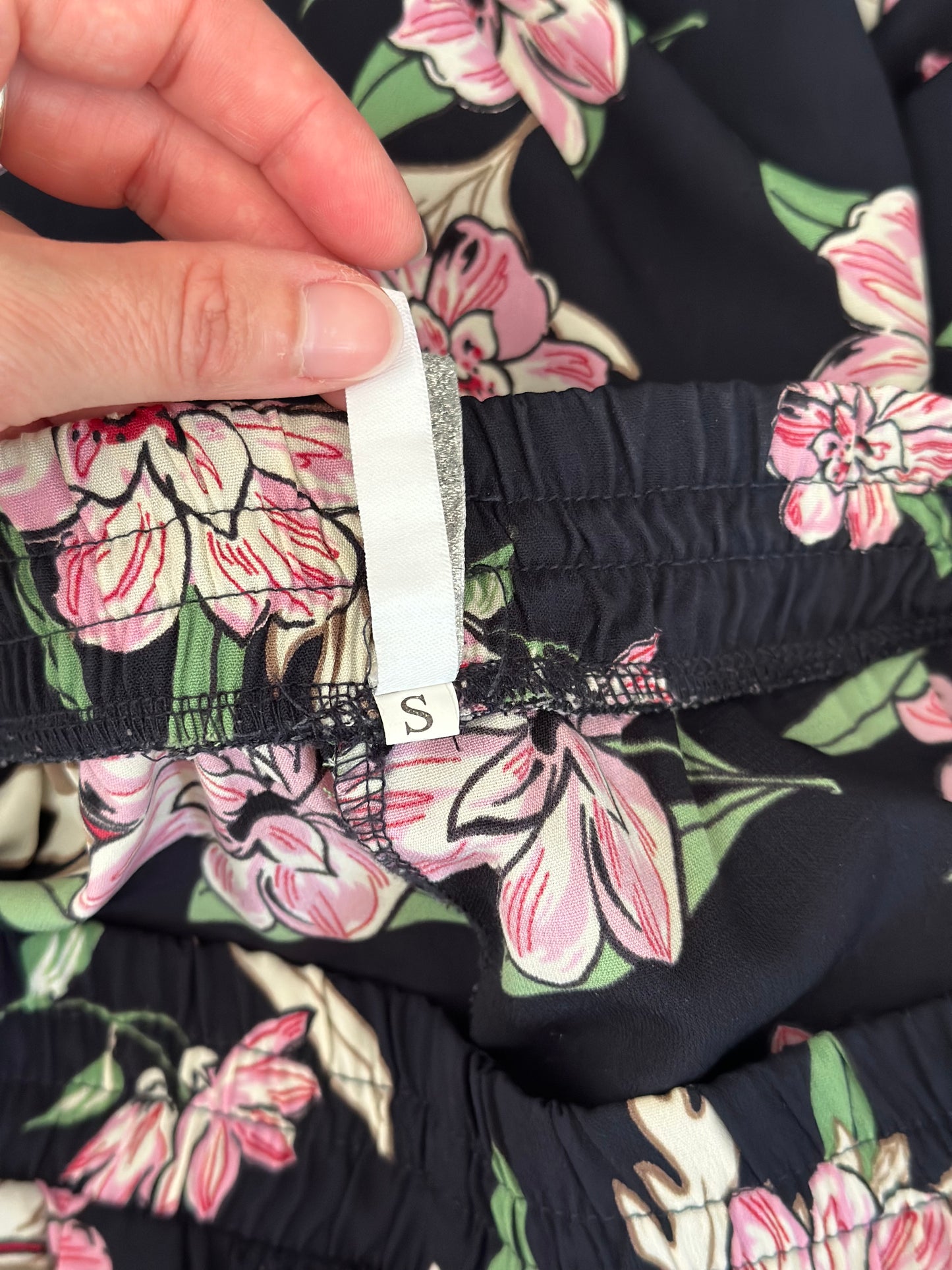 Pantalon d’été fluide fleuri rose clair T.36