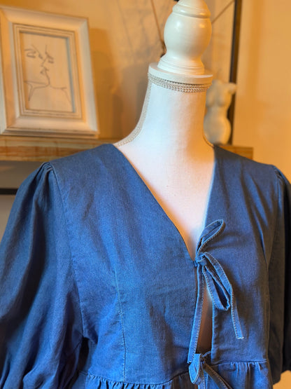 Blouse bleu denim unie Made in Italy en coton T.U